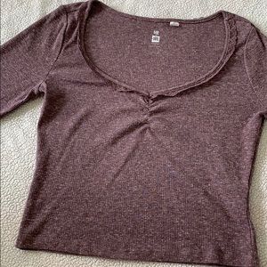 Crop Lace Detail Long Sleeve Top